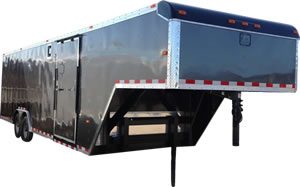 black gooseneck trailer with torsion axles